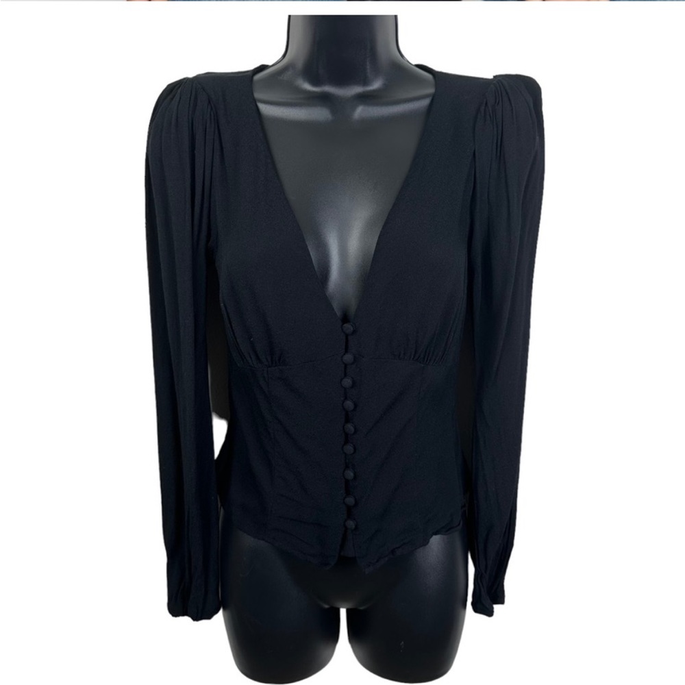 Reformation Size Small Button Front Nell Top In B… - image 3